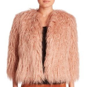 THEORY Pink Faux Fur Elstana Jacket M EUC